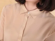new arrival crepe-de-chine silk long-sleeve woman shirt 100% silk female blouses comfort classy fashion shirt free shipping