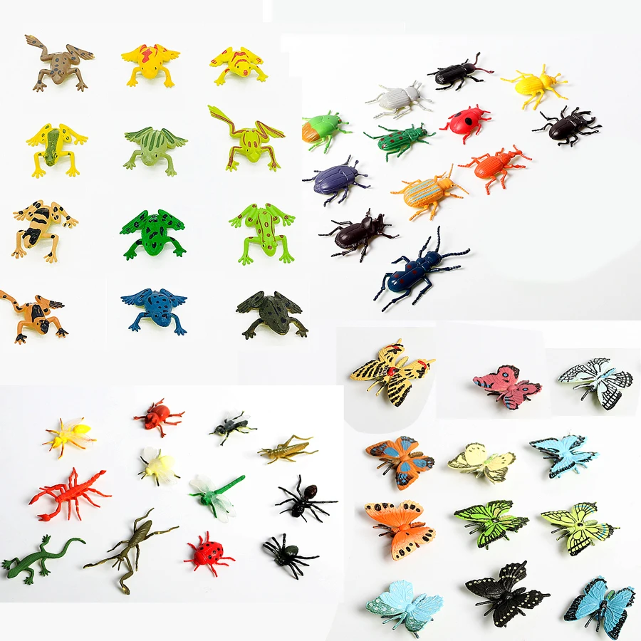 

12pcs Assorted Lifelike Realistic Butterfly Frog Action Figure Playset,Educational beetle and Insects Toy Perfect Party Favors
