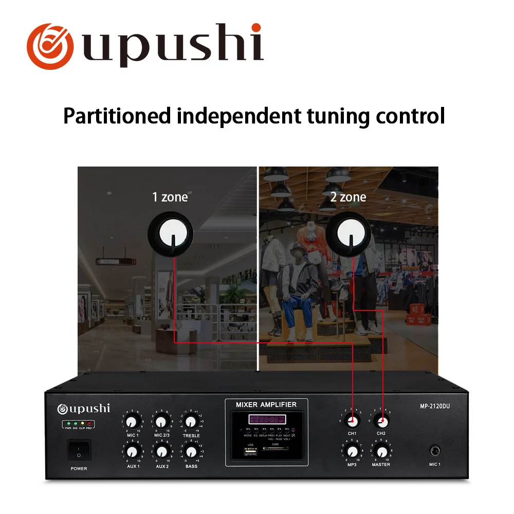 Oupushi Audio Power Amplifier 120W MP-2120DU With
