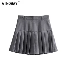 Офисная Женская юбка хиппи шик модная Женская высокая талия сплошной цвет костюм плиссированная короткая юбка Сексуальная Мини юбка jupe femme уличная