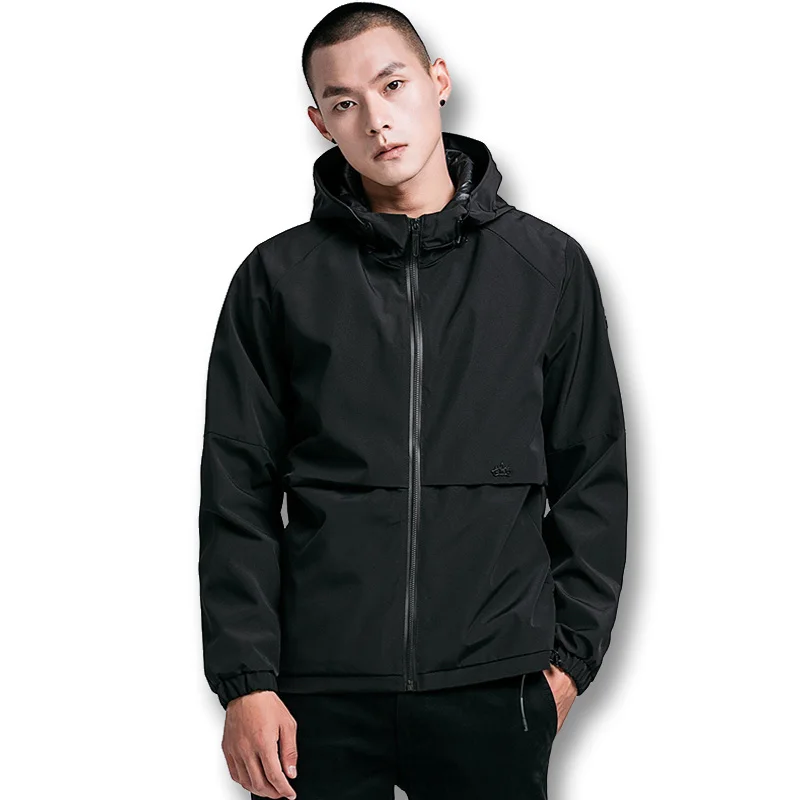 

iSurvivor 2019 Men Solid Color Hooded Jackets Coats Cardigans Sweatshirts Male Casual Fashion Slim Fit Wind Water Proof Jackets