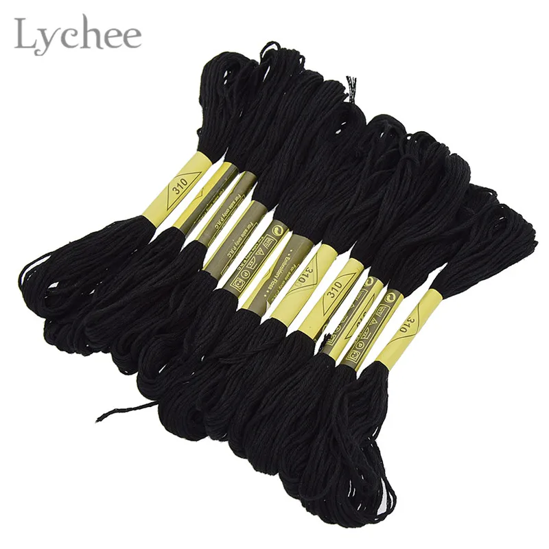 Lychee Life 블랙 크로스 스티치 자수 스레드 DIY 수제 봉제 공예 액세서리