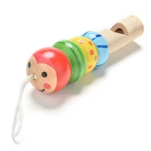 Cute Animal Wooden Whistle Music Instrument Toy Kids Toddler Educational Toy