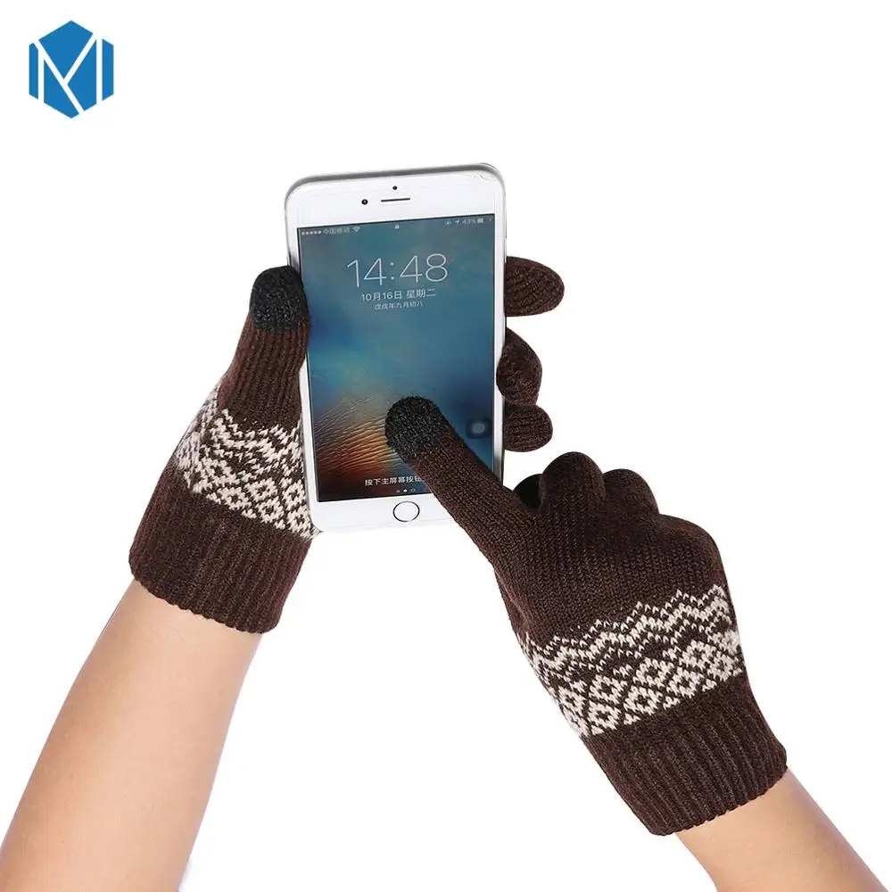 Miya Mona, 1 пара, вязаные перчатки с ромбовидным узором, зимние мягкие тёплые перчатки, модные перчатки для телефона, шерстяные вязаные варежки с сенсорным экраном, новые подарки - Цвет: CAMEL