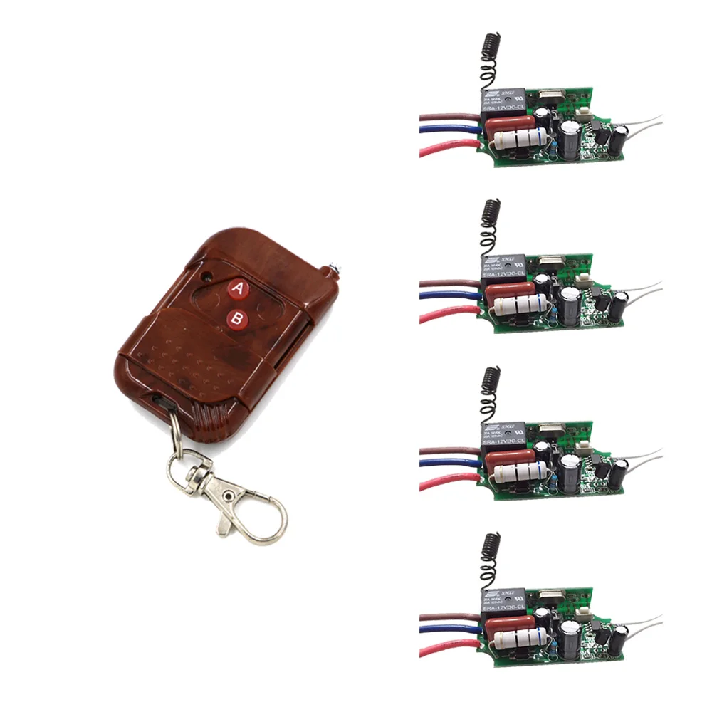 New Style Smart Home 1CH AC220V Wireless Remote Control Switch 4pcs Receiver and 1pcs Peach Transmitter 2Key 315/433MHZ