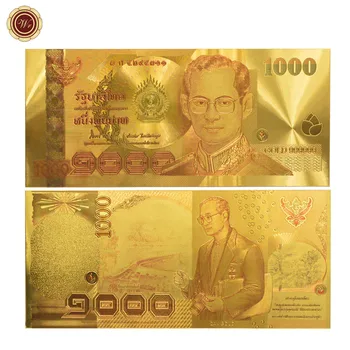 

WR Birthday Souvenirs Bhumibol Adulyadej Memory Gold Banknote Thailand 1000 Baht Quality Currency Bill Note Original Size