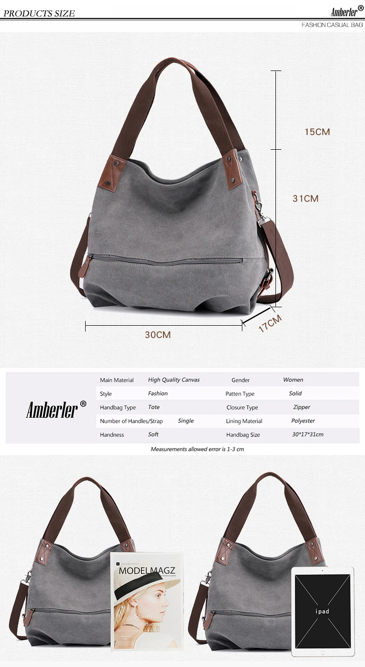 Amberler Mulheres Lona Bolsas de Alta Qualidade