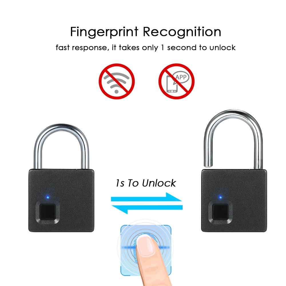 Умный Замок, без ключа, отпечаток пальца, IP65, водонепроницаемый, интеллектуальный, Противоугонный, перезаряжаемый, безопасность, замок, дверь, багаж, чехол, замок
