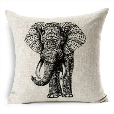 

Simple and stylish European elephant cotton and linen pillowcase cushion car sofa lumbar support