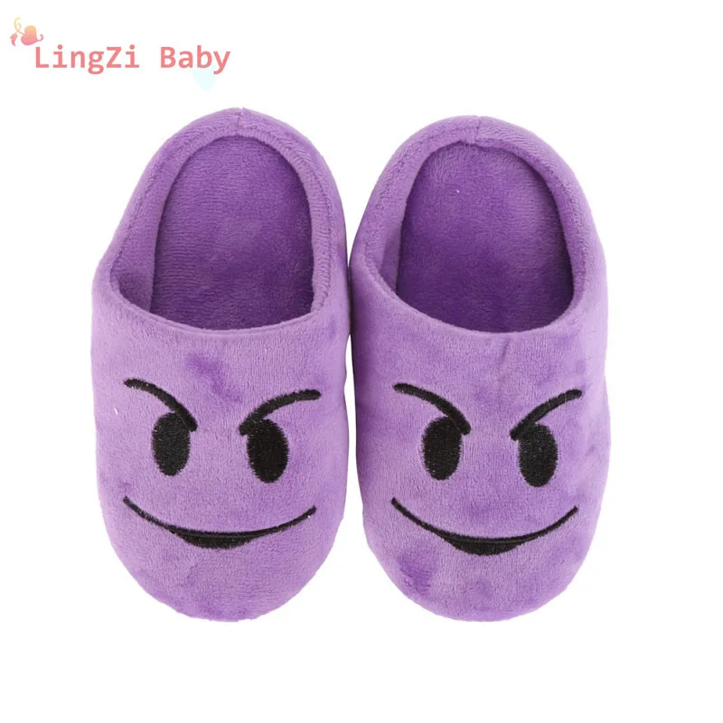 

New Winter Children Girls Boys Fashion Expression Package Cotton Slippers Love Smiling Face Section Flip Flop