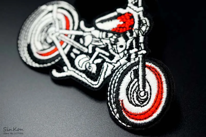 Размер мотоцикла: 7,0x10,2 см нашивка значок вышитые Симпатичные значки хиппи Железный на детей мультфильм для одежды наклейки