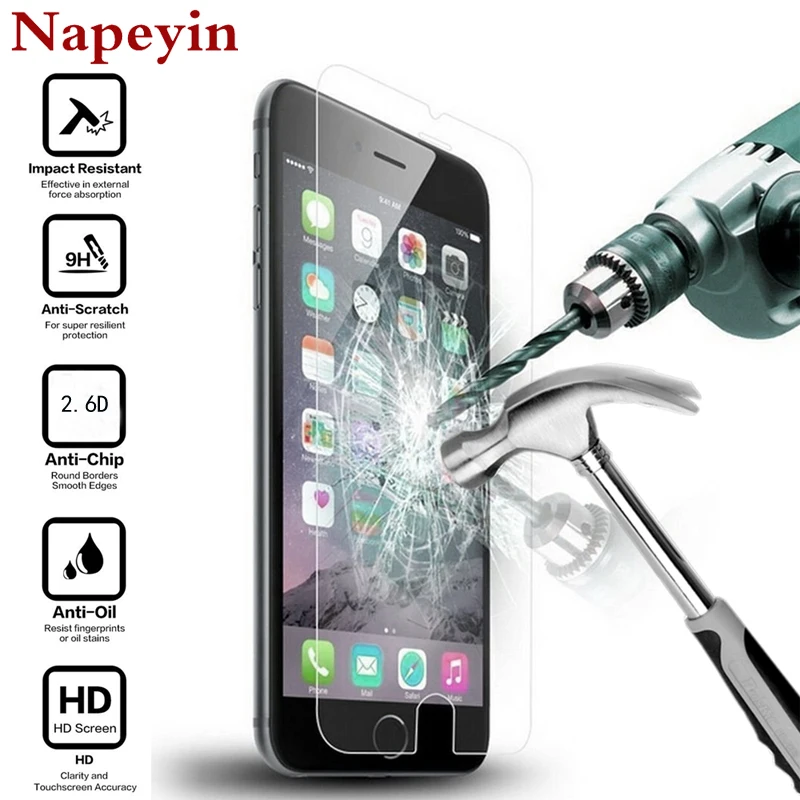 Koop 2.6D 9 H 0.26mm Premium Gehard Glas Screen Protector voor iPhone 7 6 6 s Plus 5 5 s SE 6 Plus Ultradunne Beschermende Glas Film