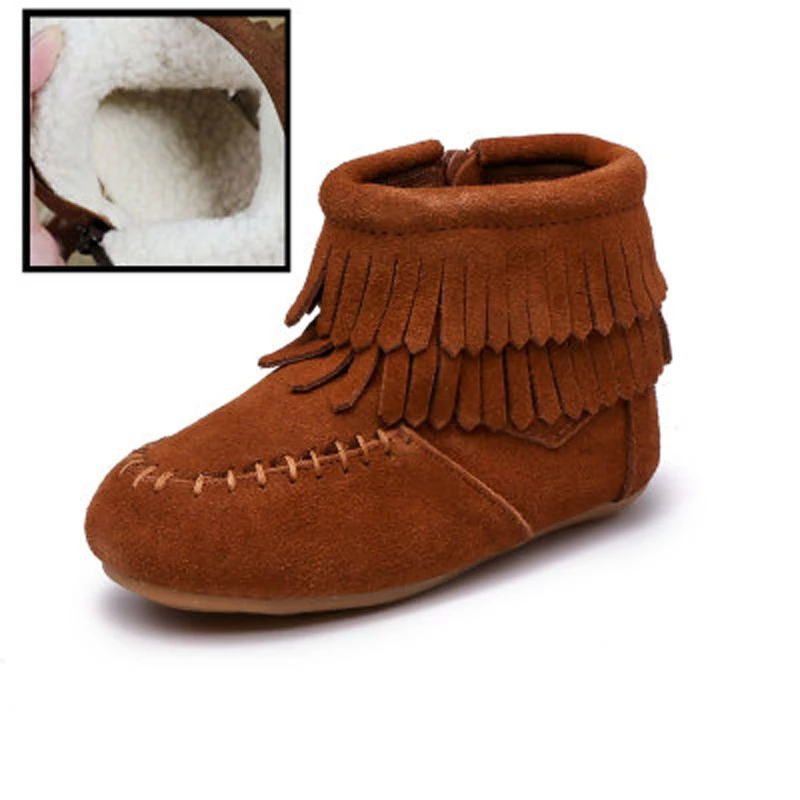 Кисточкой ботинки для девочек осень-зима обувь для маленьких девочек; из натуральной кожи; обувь для детей; Модные ботильоны; сапоги "Принцесса" CSH492