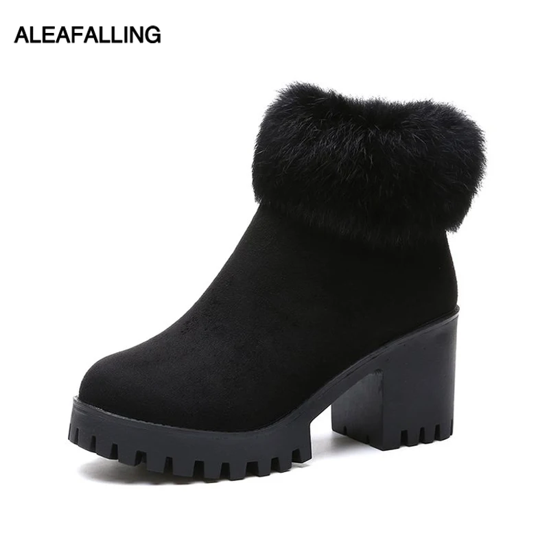 

Aleafalling Women Shoes Warn Snow Boots Zip Botas Female Women Ankle Snow Boots Faux Fur Boots Lady Shoes Thicken Sole WBT305