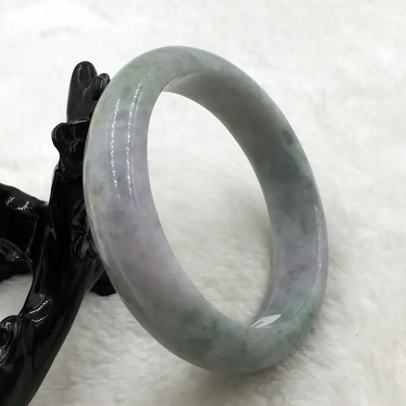

02088 Certified Grade A Natural Lavender Green Jadeite Jade Bracelet Bangle
