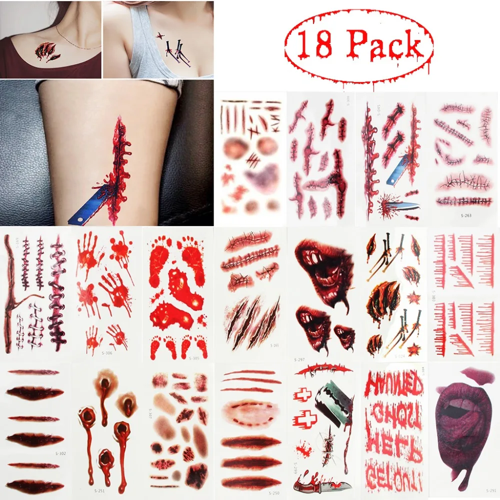18 Pack Halloween Temporary Tattoos (1)