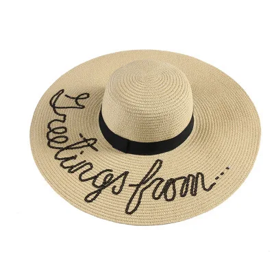 Модная пляжная шляпа от солнца, женские летние шляпы от солнца для женщин, соломенная шляпа от солнца с большими полями, складная пляжная шляпа для девушек - Цвет: Beige