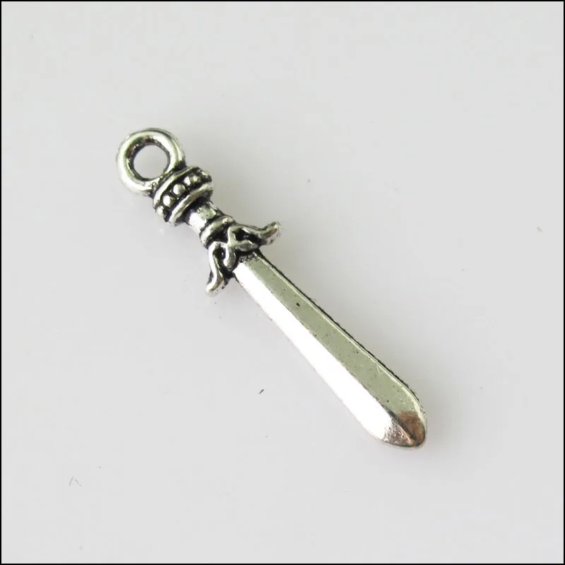25Pcs Antiqued Silver Tone Tiny Weapon Arms Sword Charms Pendants 5x22