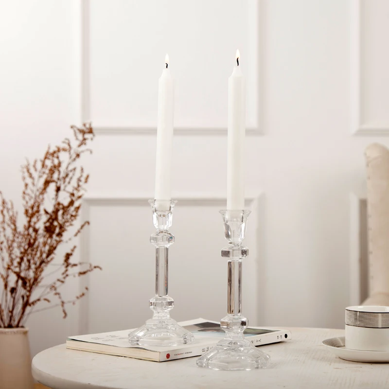 Elegant Wedding Favors Crystal Accents Glass Stick Candle Holder Home Tabletop Decor Candlestick Holders Pair Elegant Wedding Favors Crystal Accents Glass Stick Candle Holder Home Tabletop Decor Candlestick Holders Pair