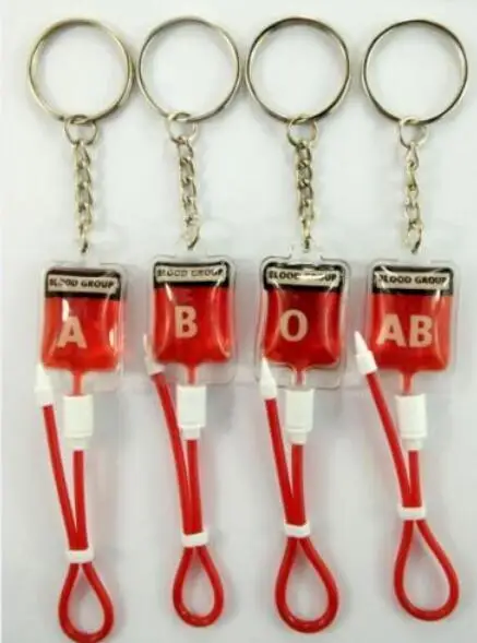 

New 1 pcs Popular PVC Blood Pack Key Chains Keys bag mixed A B O AB Gift P-88