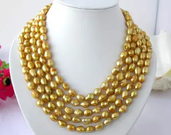 

Hot sale luster 100" 11mm baroque yellow freshwater pearl necklace a