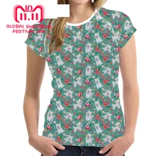 Забавная летняя футболка с 3D принтом собаки Мальты и цветка для девочек-подростков, модные топы с короткими рукавами, футболка, одежда Повседневная футболка