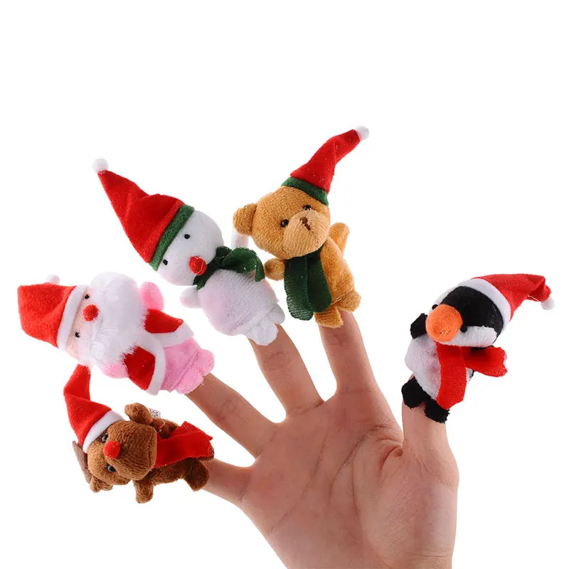 5 шт./компл. Рождество Санта Клаус Снеговик Уважаемый Медведь Пингвин палец Марионетки образовательные Плюшевые игрушки куклы