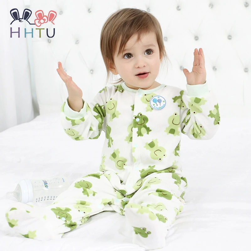 HHTU Baby Rompers Oděvy s dlouhým rukávem kombinézy pro novorozence Boy Girl Soft Fleece Dětské Jumpsuits Oděv pro podzim / zima