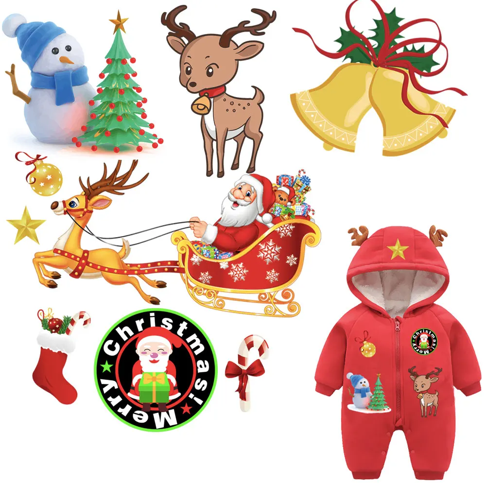 

christmas patches holiday clothes stickers for kids iron on transfers diy accessory decoration festival patches children gift