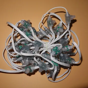 

DC12V WS2811 LED smart string,addressable,IP65 rated;injection molding type;100pcs a string;all WHITE color wire