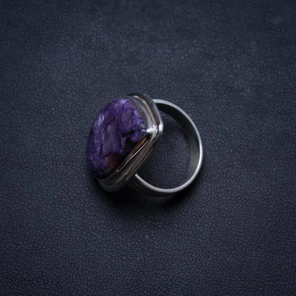 

Natural Charoite Handmade Unique 925 Sterling Silver Ring, US size 5.75 X1807