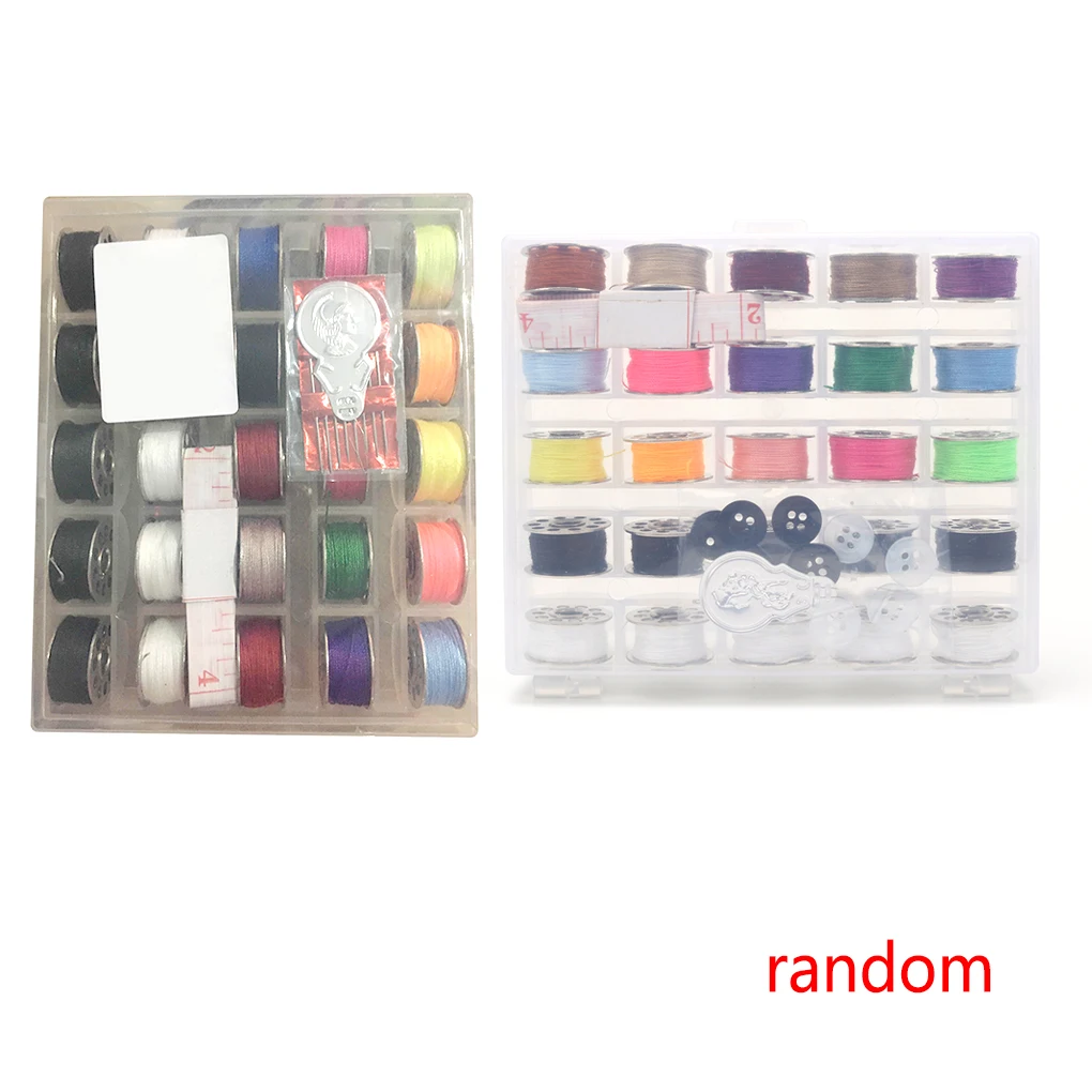 

25 Pcs Bobbins Thread with Measuring Tape Needle Threader 8pcs Buttons Set for Household Knitting Sewing Machine