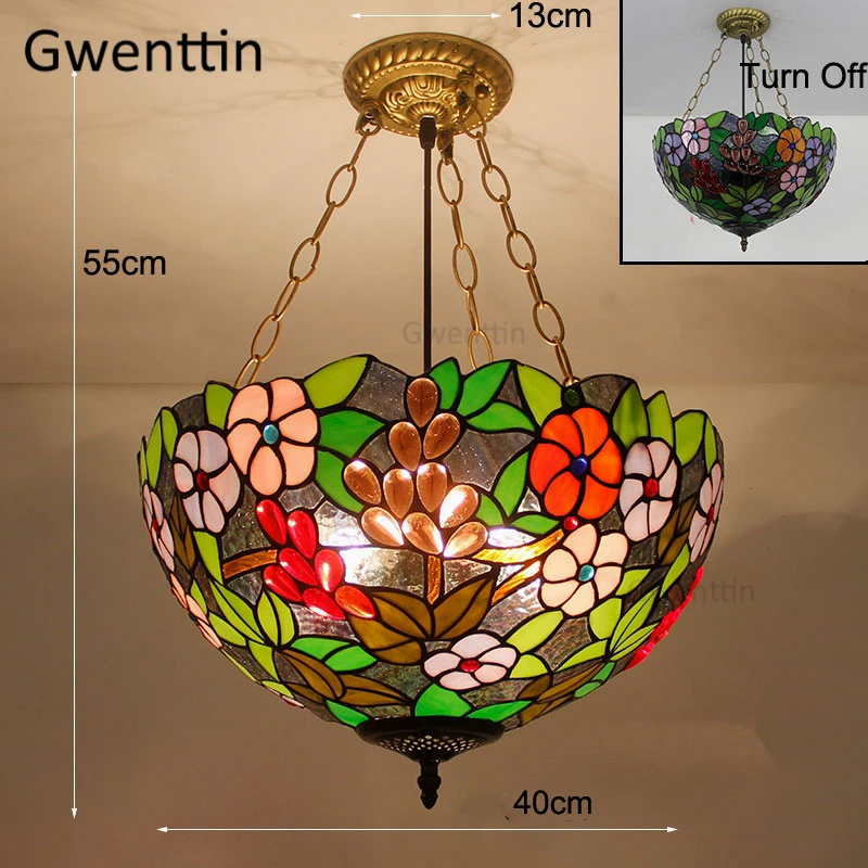 Средиземноморский Тиффани витражные стеклянные подвесные светильники винтажная Подвесная лампа для столовой Кухонные светильники домашний декор