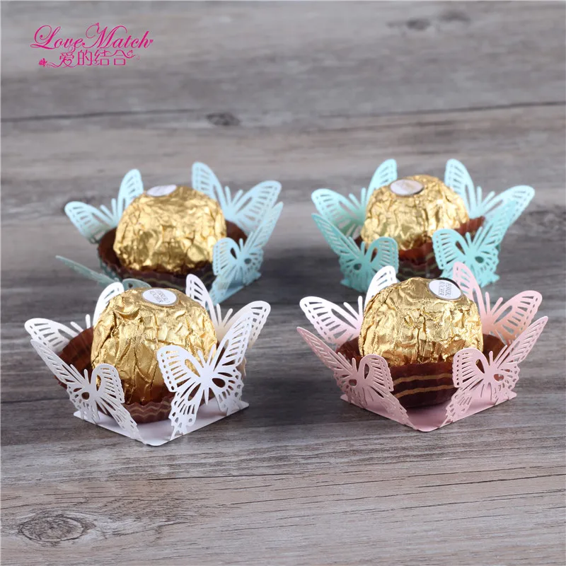 

50 Pcs Butterfly Laser Cut Candy Bar Wedding Favors And Gifts Pearl Paper Chocolate Holder Party Favors Baby Shower