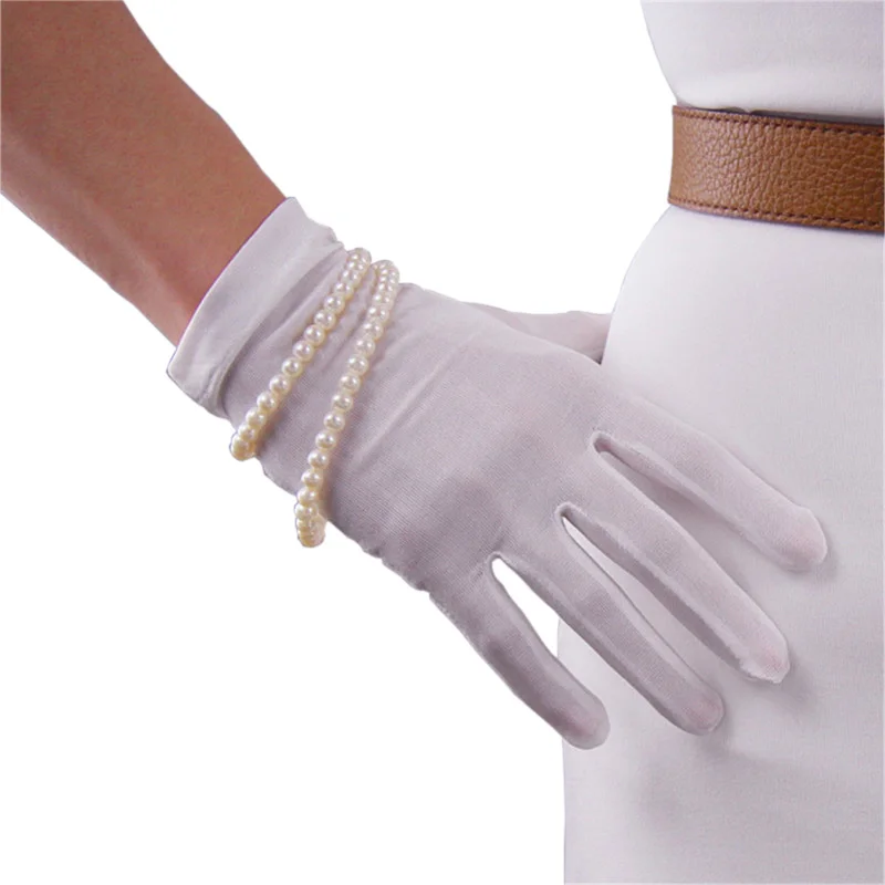 Перчатки из натурального шелка, натуральный шелк шелкопряда, эластичность, солнцезащитный крем, красивые короткие стильные женские молочно-белые перчатки для сенсорного экрана, перчатки для невесты WZS01