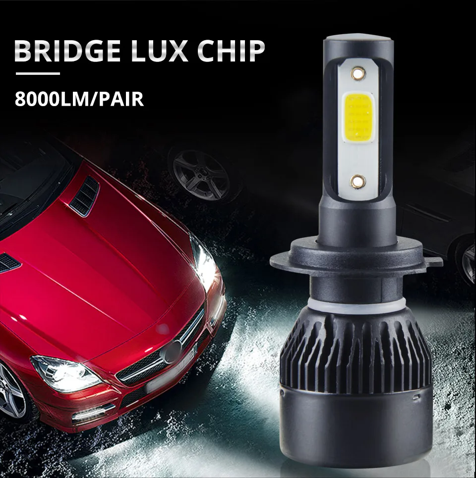 Aceersun H7 LED Bulb Car Headllight H4 LED H1 H11 9005 72W Fog Light 12V 24V Auto Headlamp Lamps 8000LM 6500K Car mini cob chip (2)