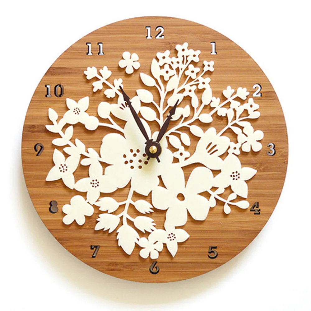 1 Pcs Acrylic Wall Clock Modern Design Flower 3D Sticker Creative Nordic Clocks Imitation Wood Clocks Wall Watch Home Decor