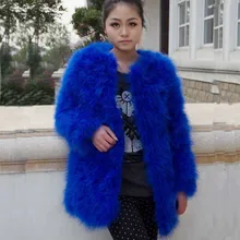 Длинный рукав плюс толстый женский страусиный мех пальто размера плюс длинная куртка