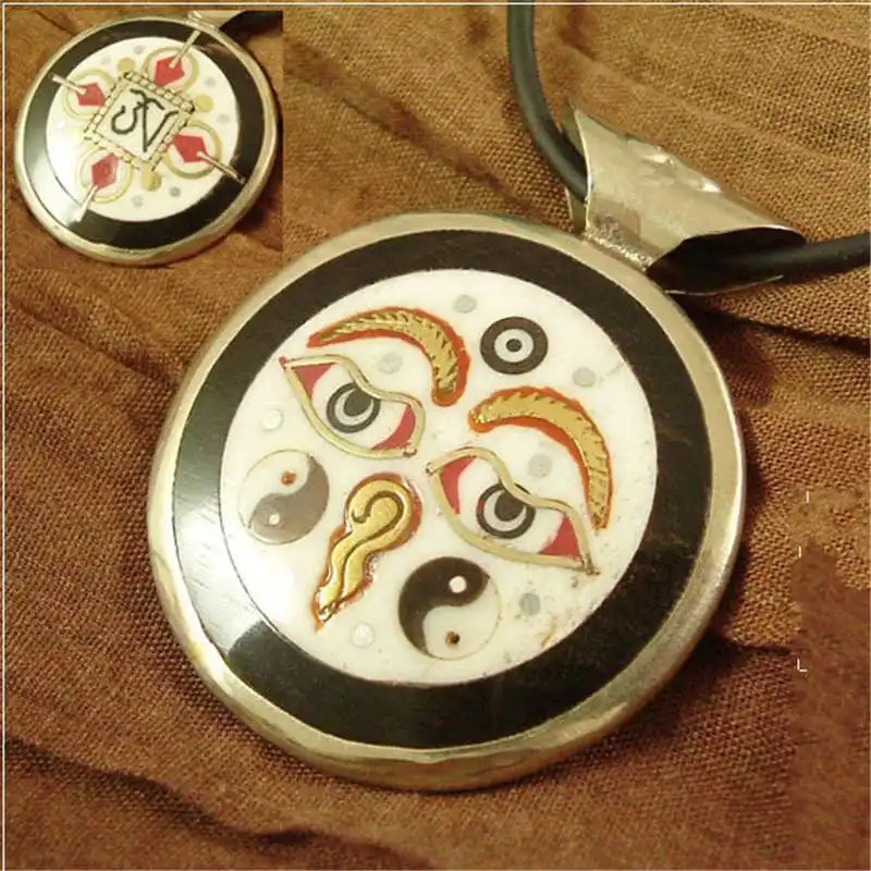 

TBP118 Tibetan TAIJI amulets pendants,OM double sides totem ox bone charms,Buddha eye,high quality