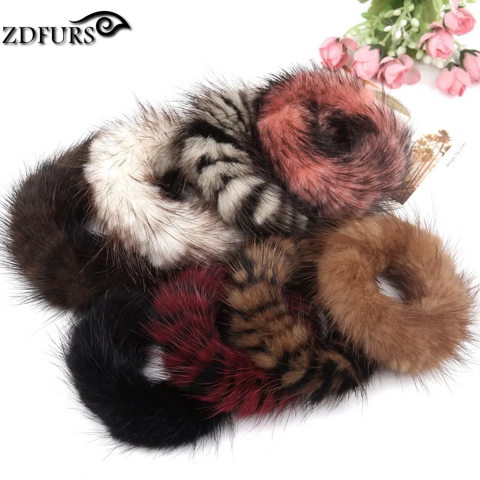 2016 NEW Women Hair Bands Ropes Tail Accessories Scrunchie Mink Fur