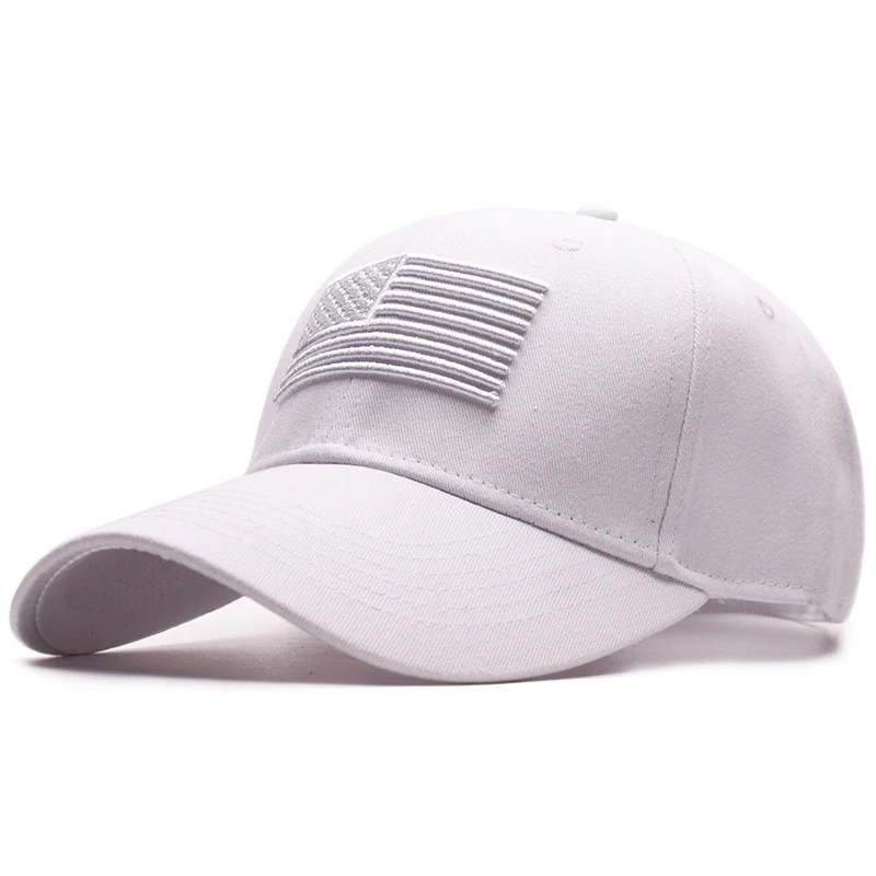 Модная унисекс бейсбольная кепка с американским флагом для женщин и мужчин, однотонные бейсболки с вышивкой, Мужская и Женская Спортивная Кепка CP0261 - Цвет: White