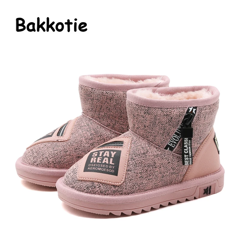 

Bakkotie 2018 New Winter Fashion Baby Girl Snow Boots Children Black Warm Shoes Kid Brand Ankle Shoes Boy Soft All-Match Shoes