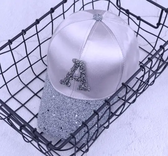 Летнее платье для маленьких Стразы с надписью Snapback Шапки мальчик Повседневное с пайетками в стиле «хип-хоп» Бейсбол шапки для маленьких девочек, скрученные остроконечные дорожная Кепка-тракер - Цвет: A letter  gray