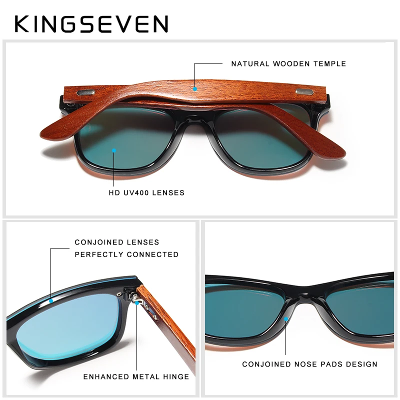 Koop KINGSEVEN Merk Palissander Ontwerp Luxe Zonnebril Vrouwen Originele Houten Handgemaakte Zonnebril Man Mode Vintage Stijl