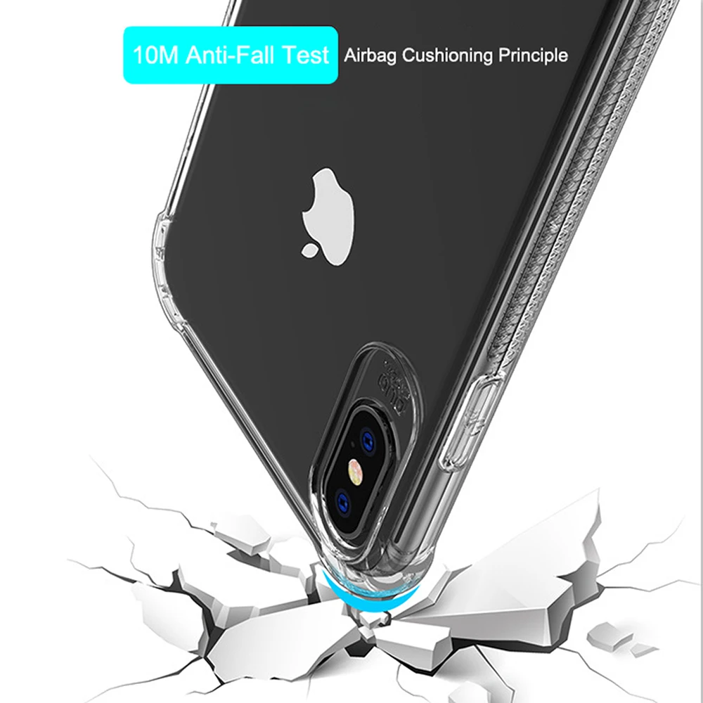 

GOOYIYO - Anti-fall Clear Phone Case for iPhone X XR XS Max Soft TPU Transparent Cover For iPhone 6 6S 8 7 Plus Airbag Shell