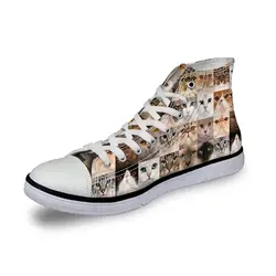Noisydesigns мужские кроссовки Повседневное 3D запел собаки кошки плоской подошве с принтом винтажная парусиновая Вулканизированная обувь с