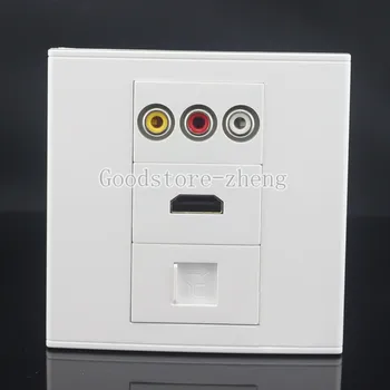 

Wall Face Plate 3RCA AV + HDMI+ RJ45 CAT6 LAN Socket Assorted Panel Faceplate