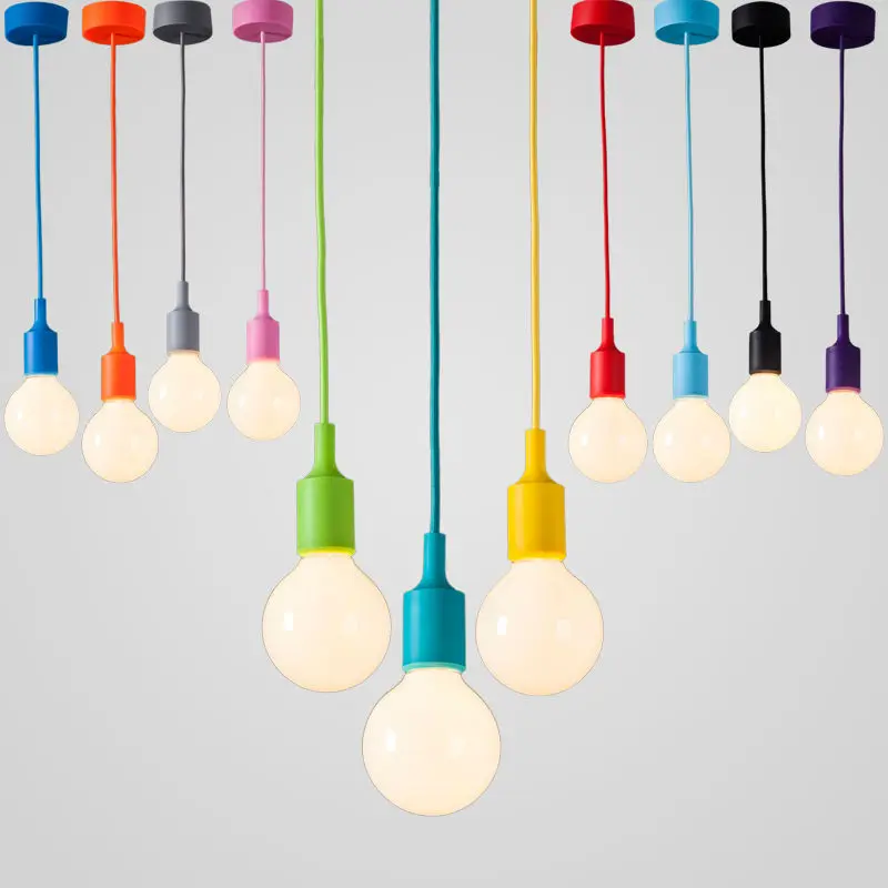 High Quality Colorful E27 Modern Socket Led Pendant Light Coffee Bar High Quality Colorful E27 Modern Socket Led Pendant Light Coffee Bar Restaurant Lamparas Edison Bulb Home Indoor Drop Lamp