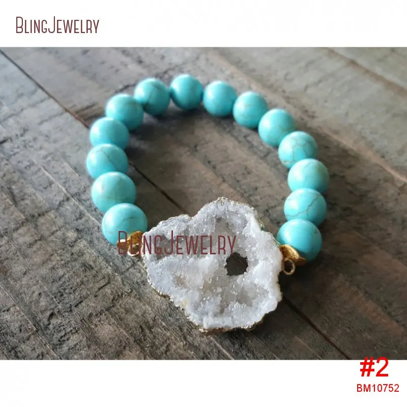 20190325-BM10751-blue agate druzy white marbled howlite bracelet druzy bracelet jewelry stackable bracelet boho jewelry_2