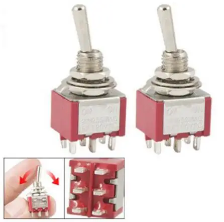 Us 0 99 2 Pcs Red On On 2 Position Double Pole Double Throw Toggle Switch 6 Pin Mts 202 Switch Pcs Aliexpress